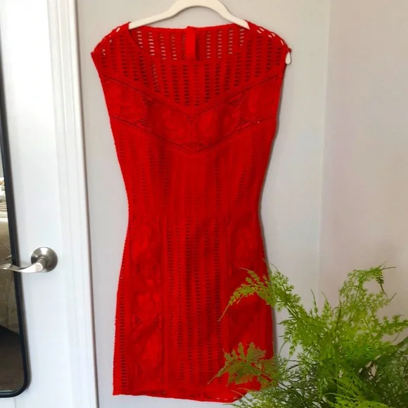 Saylor Dresses | Saylor Red Lace Mini Cocktail Dress | Color: Orange/Red | Size: M | Viola002's Closet